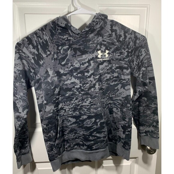 Youth Under Armour Gray Camo Camouflage Pullover Hoodie YXL (XL) Large Pocket - Picture 1 of 15
